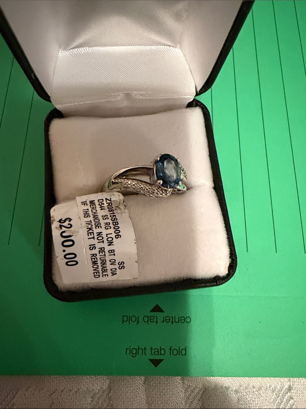 belk Silver Ring with Teal-Blue Oval Stone